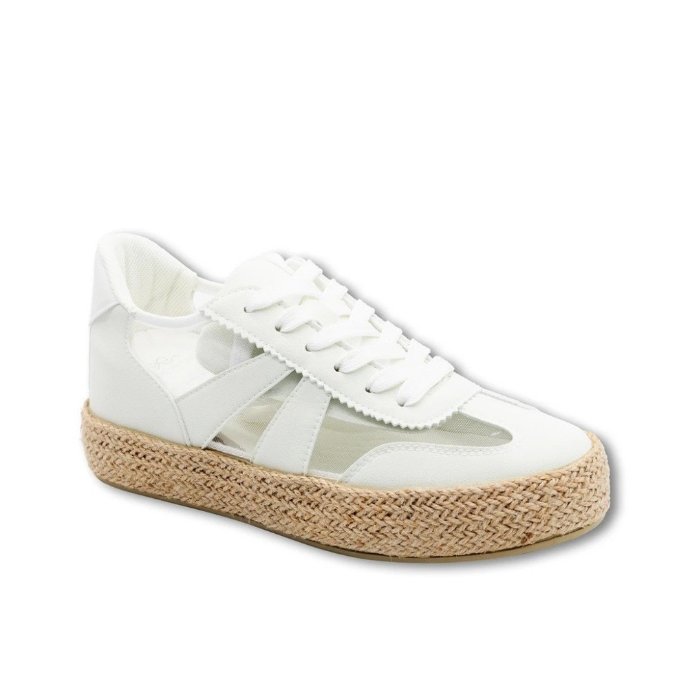 Simply Southern Casual Clear Mesh Lace Up Espadrille Platform Sneakers 6 NWT